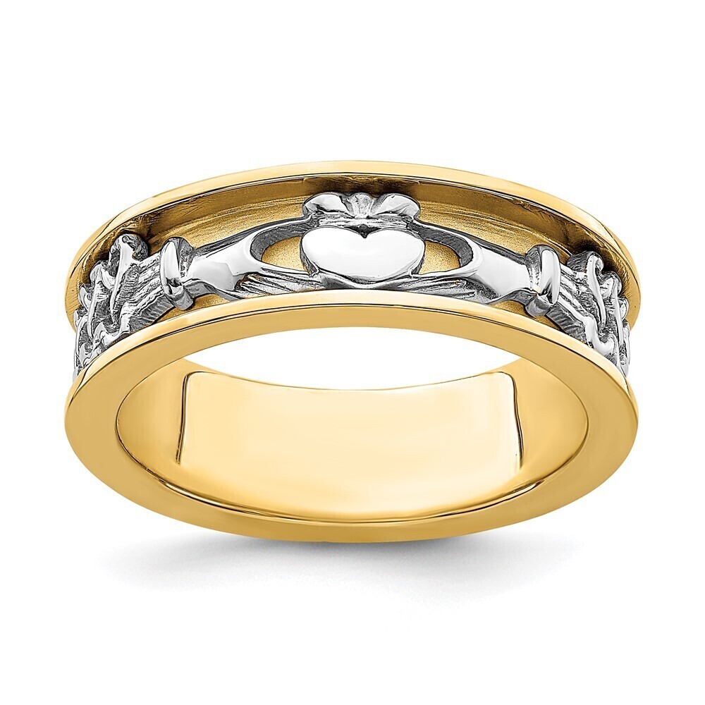 Kazi Luxury 14k Two Tone Claddagh Band